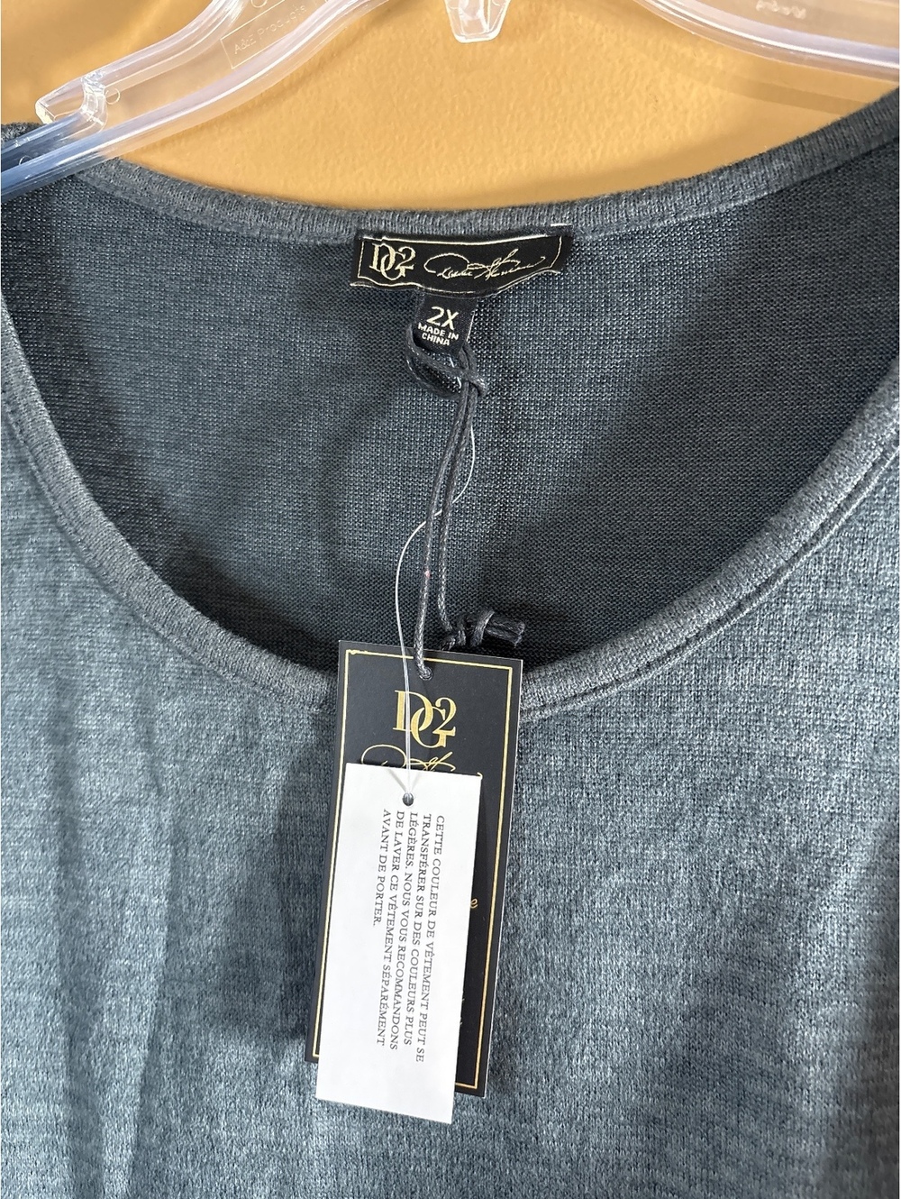 HC1201 DG2 by Women's 2X Gray Long Sleeve Knit Top with Side Knot Detail